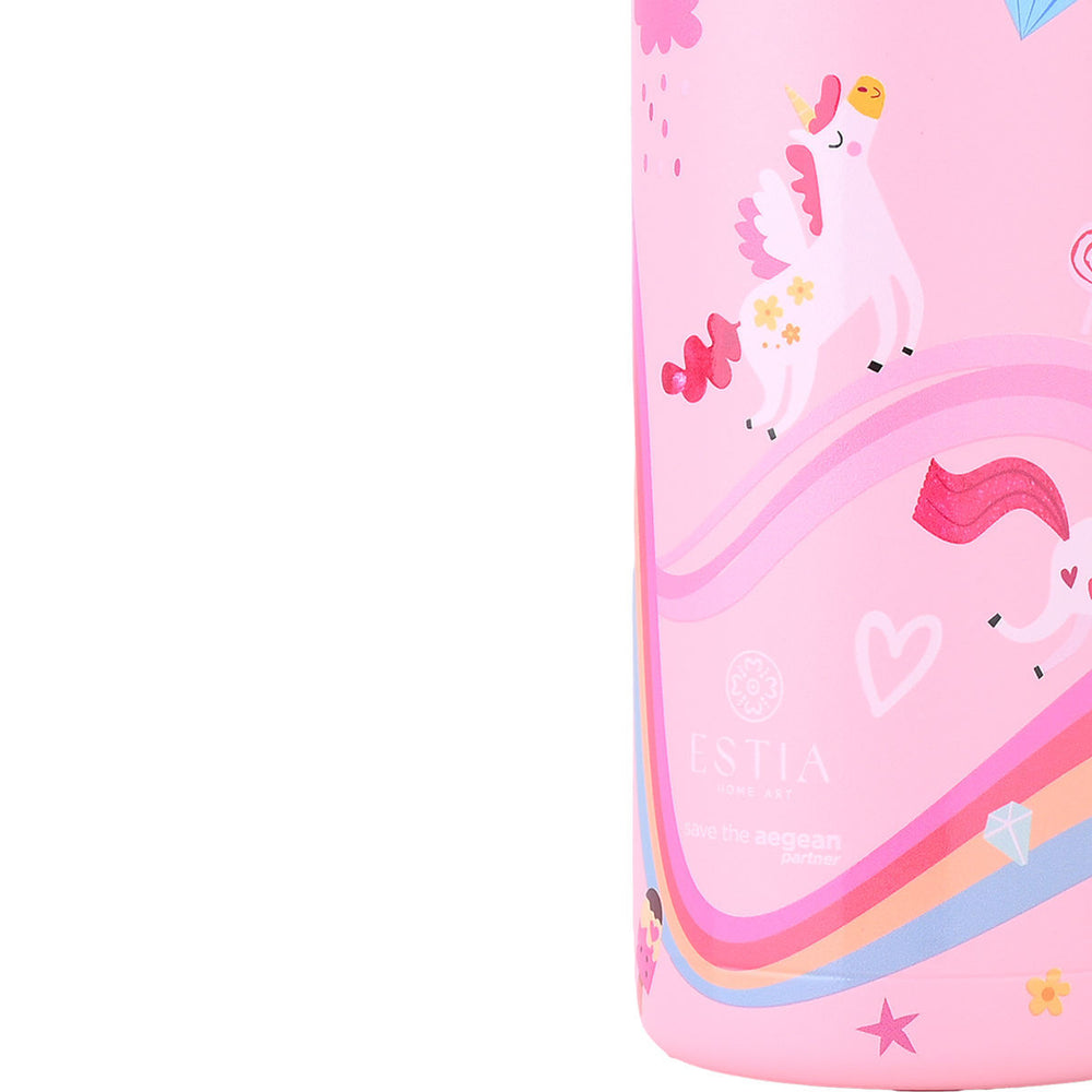 Estia Θερμός Παιδικό Με Λαβές Και Καλαμάκι 500ml Ροζ Rainbow Dreams