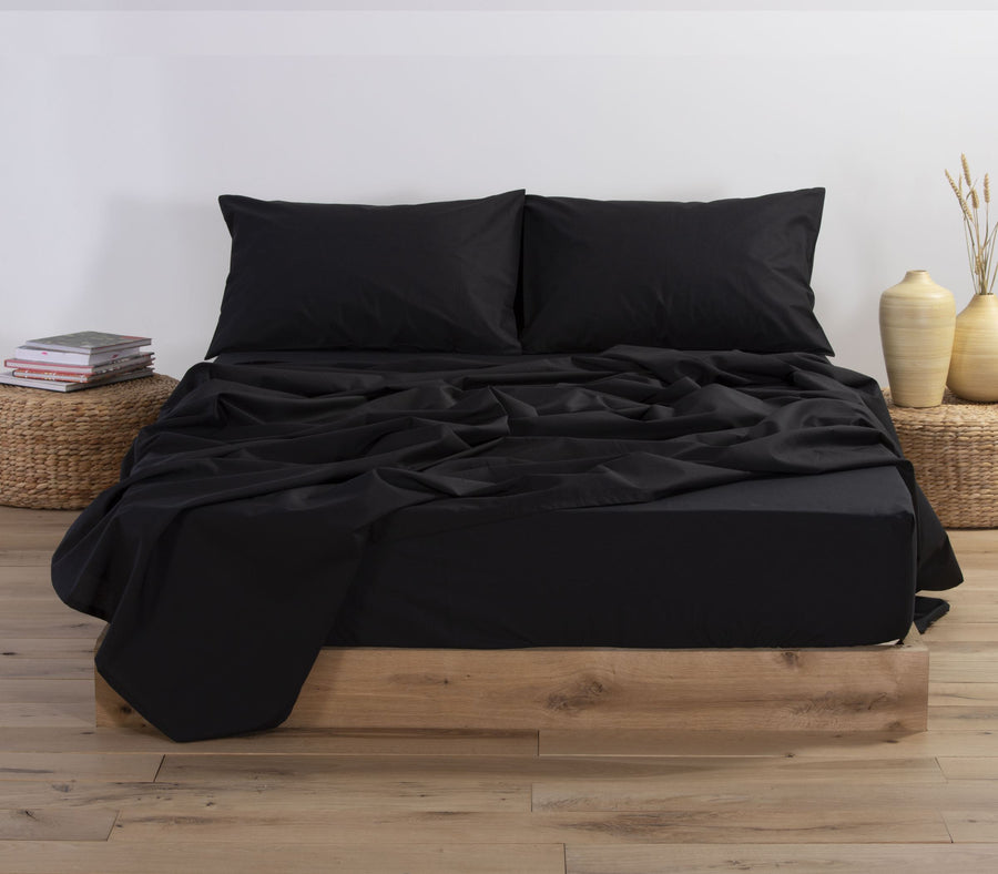 Μεμονωμένο Σεντόνι Μονό Βαμβακερό Basic Μαύρο 170Χ270 Nef-Nef Homeware