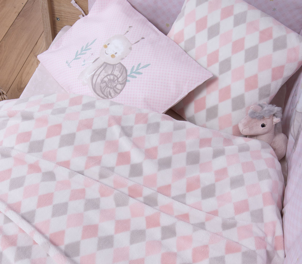 Βρεφική Κουβέρτα Κούνιας Ροζ Fleece Sweet Rhombus 110Χ150