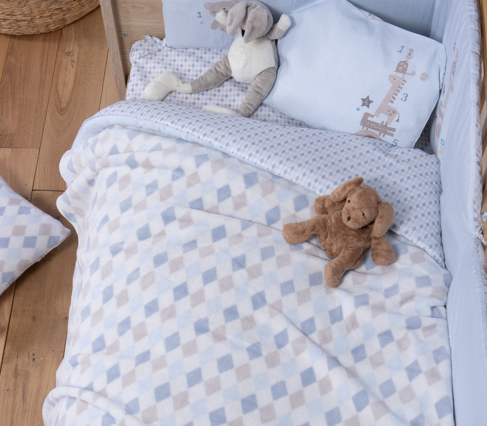 Βρεφική Κουβέρτα Αγκαλιάς Μπλε Sweet Rhombus 75Χ110