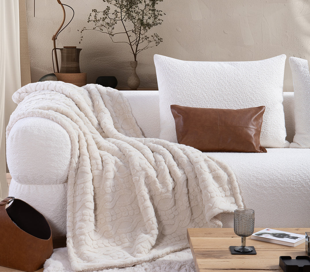 Κουβέρτα Καναπέ Εκρού Πολυεστερική Germain 130X180 Nef-Nef Homeware