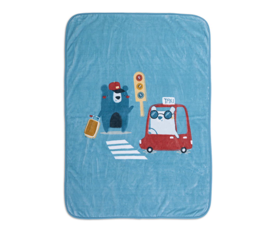 Βρεφική Κουβέρτα Αγκαλιάς Μπλε Traffic 75Χ100