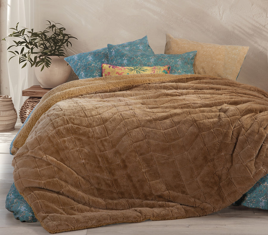 Κουβερτοπάπλωμα Μουσταρδί Μονό District 160X220 Nef-Nef Homeware