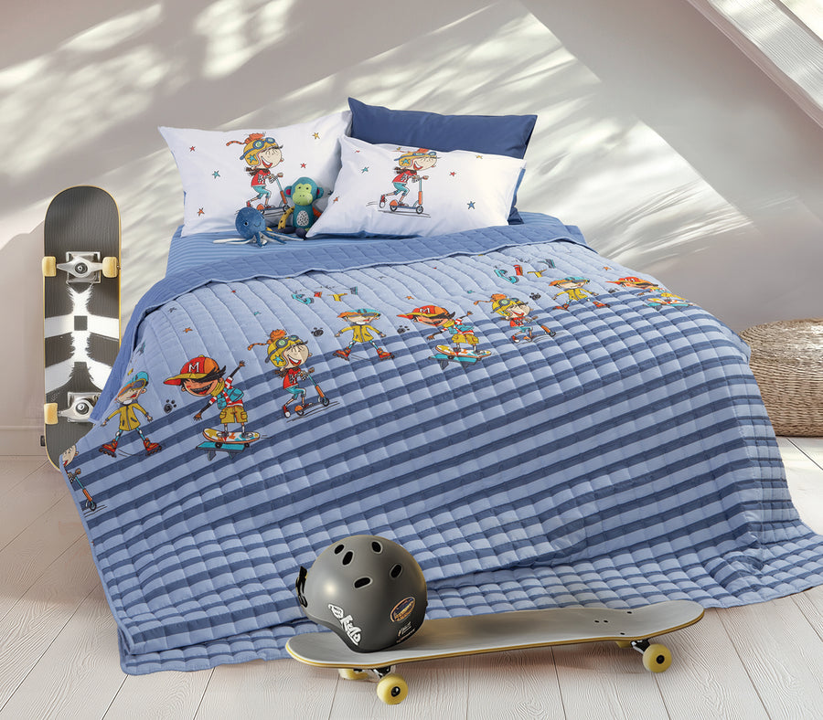 Παιδικό Κουβερλί Μπλε Μονό 180Χ240 In The City Nef-Nef Homeware