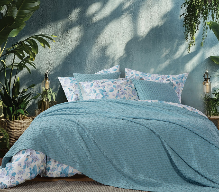 Κουβέρτα Βαμβακερή Μπλε Πικέ Elmer Blue 160X240 Nef-Nef Homeware