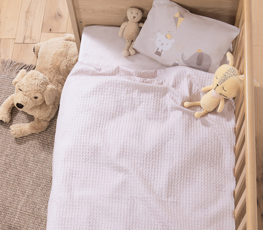 Κουβέρτα Πικέ Κουνιάς Εκρού Happy Days 110X150 Nef-Nef Homeware