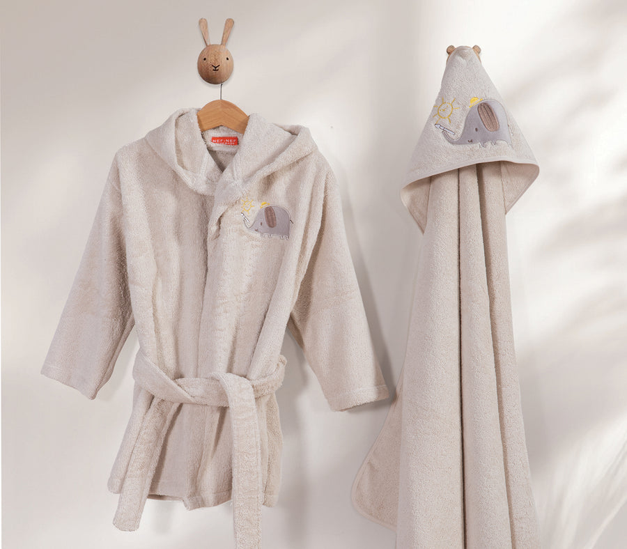 Βρεφικό Μπουρνούζι Βαμβακερό Μπεζ Happy Days Nef-Nef Homeware