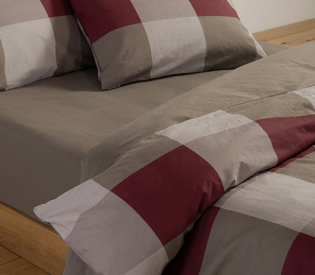 Σετ Σεντόνια Μονά Μπορντό Casual Check 170Χ270 Nef-Nef Homeware