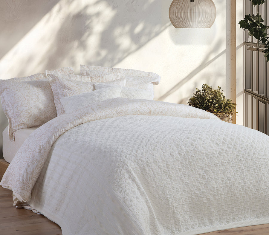 Κουβέρτα Βαμβακερή Εκρού Ventora 230X250  Nef-Nef Homeware