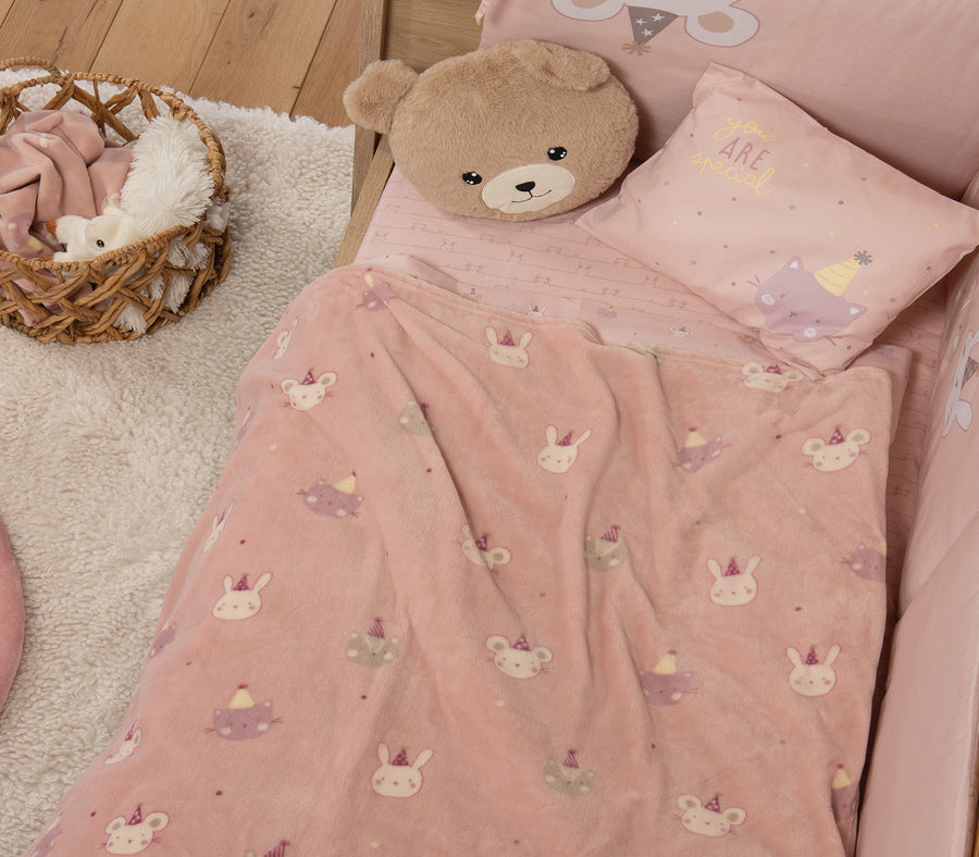 Fleece Κουβέρτα Ροζ Κούνιας Special Party 110X150 Nef-Nef Homeware