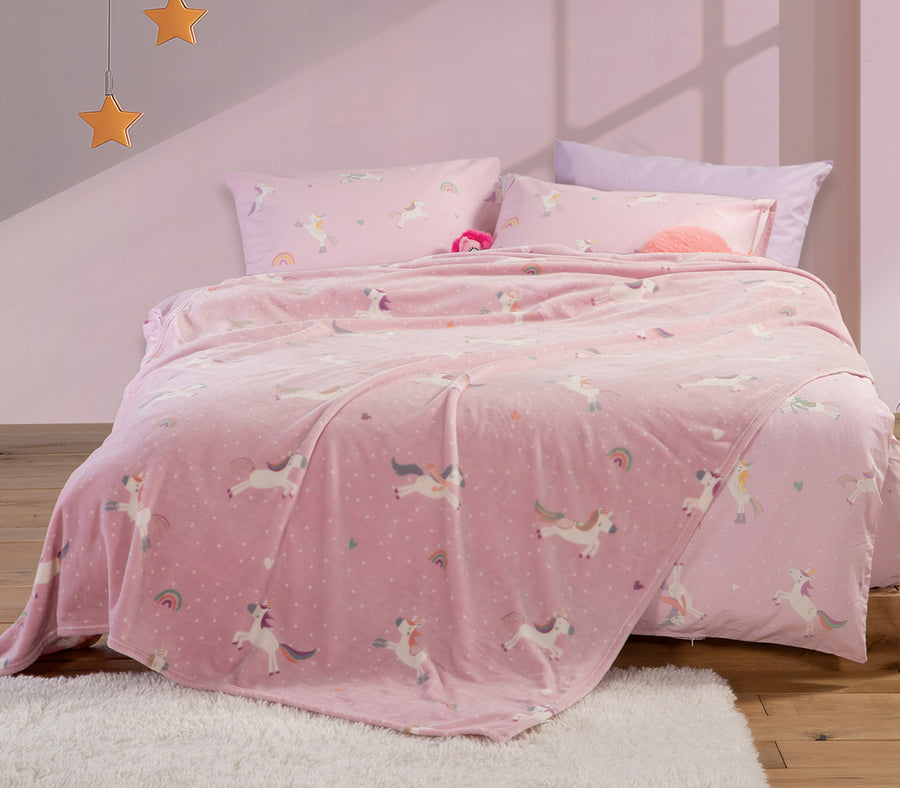 Παιδική Κουβέρτα Λιλά Unicorns Style Nef-Nef Homeware