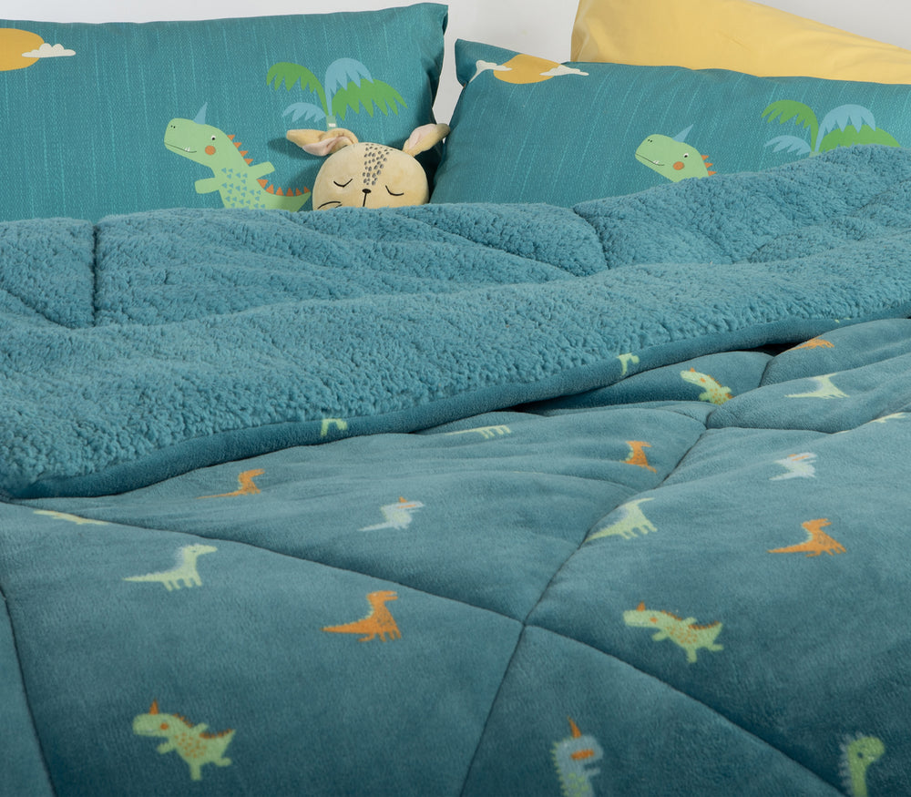 Παιδικό Κουβερτοπάπλωμα Πετρόλ Dinos on Wheels Nef-Nef Homeware