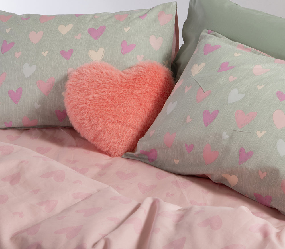 Σετ Παιδικά Σεντόνια Γκρι Hearts Attack Nef-Nef Homeware
