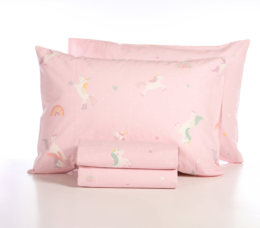 Σετ Παιδικά Σεντόνια Ροζ Unicorns Style Nef-Nef Homeware