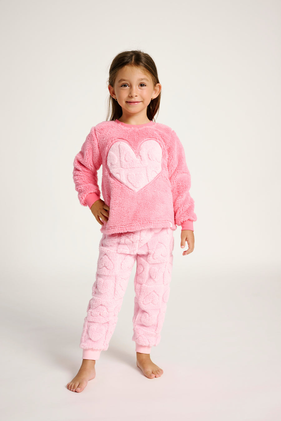 Παιδική Πιτζάμα Ροζ με Καρδιές Fleece Muy Demi από 10 έως 16 ετών