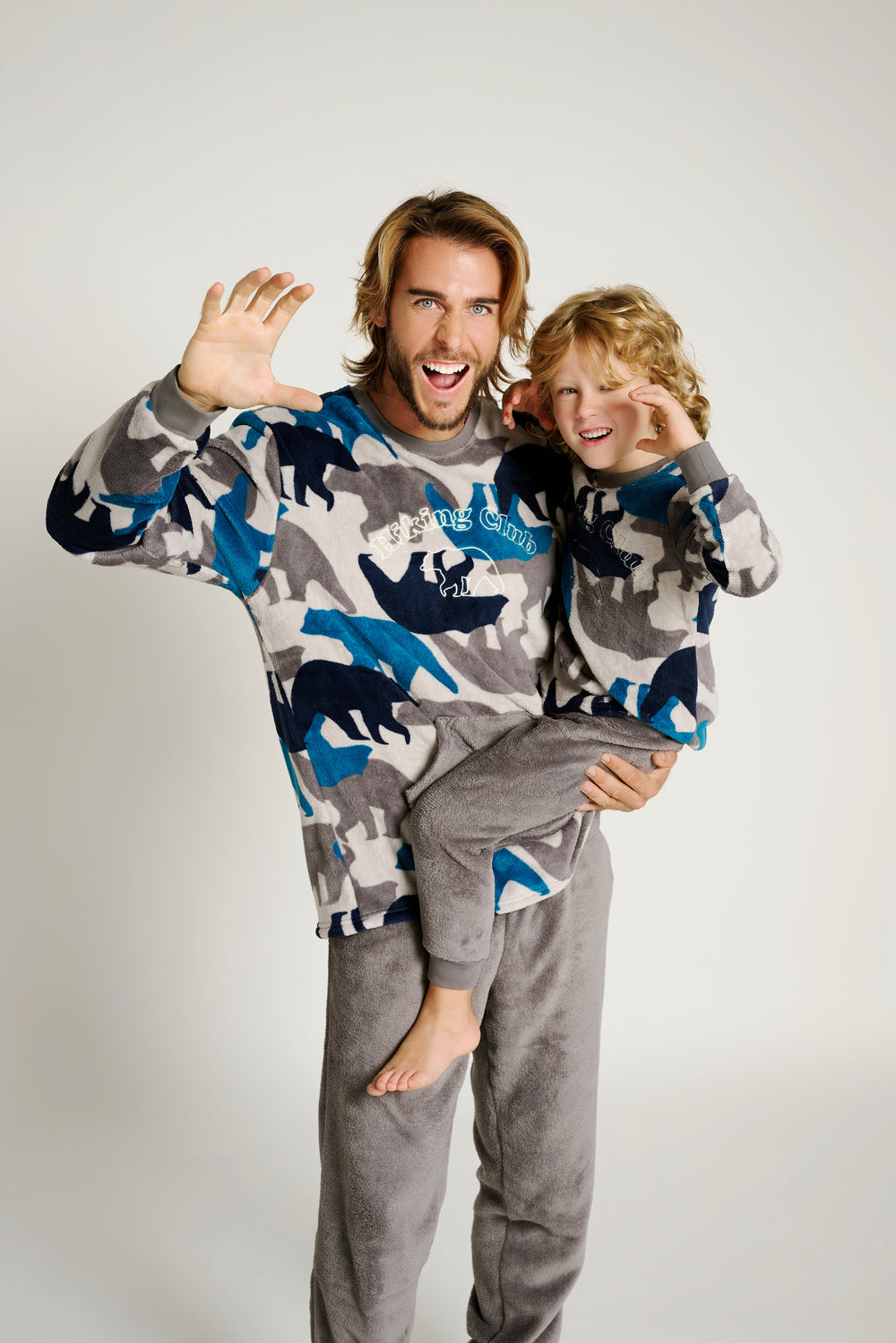 Παιδική Πιτζάμα Γκρι με Σχέδια Αρκούδες Fleece Muy Demi από 10 έως 16 ετών