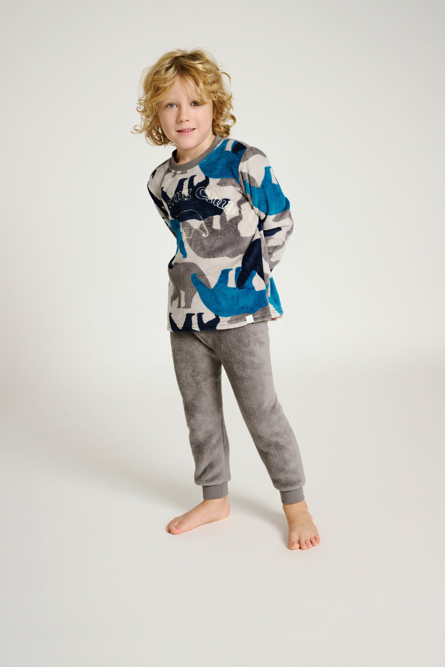 Παιδική Πιτζάμα Γκρι με Σχέδια Αρκούδες Fleece Muy Demi από 2 έως 8 ετών