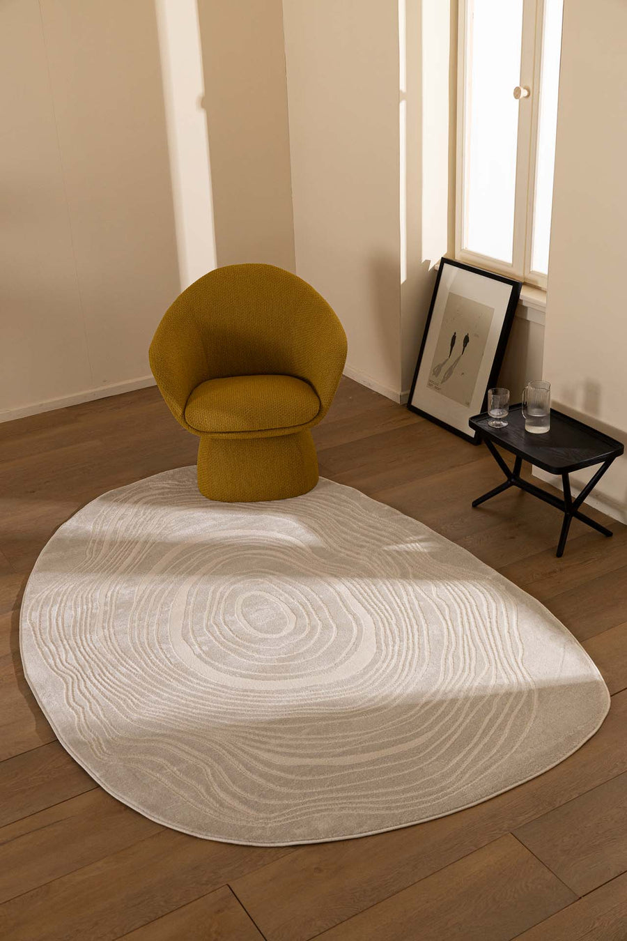 Μοντέρνο Χαλί Εκρού Πολυεστερικό Organic Shape Royal Carpet 1.60X2.30