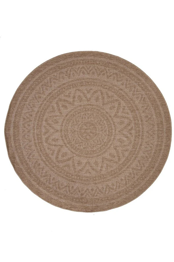 Ψάθινο Χαλί Στρογγυλό Μπεζ-Λευκό Avanos Royal Carpet 2.40X2.40