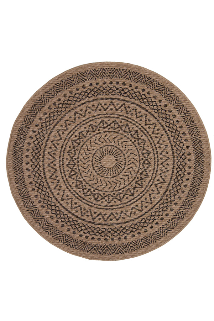 Ψάθινο Χαλί Στρογγυλό Μπεζ-Μαύρο Avanos Royal Carpet 2.00X2.00