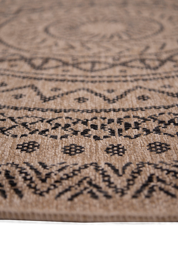 Ψάθινο Χαλί Στρογγυλό Μπεζ-Μαύρο Avanos Royal Carpet 2.00X2.00