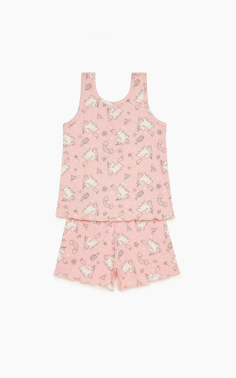 Παιδική Πιτζάμα Βαμβακερή Ροζ Με Unicorn Rib Minerva