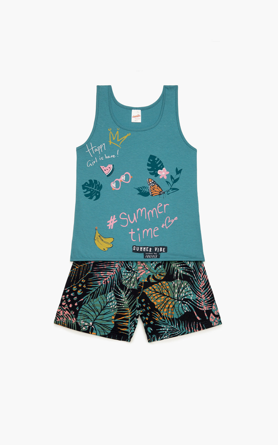 Παιδική Πiτζάμα Βαμβακερή Πετρόλ Summer Time Minerva