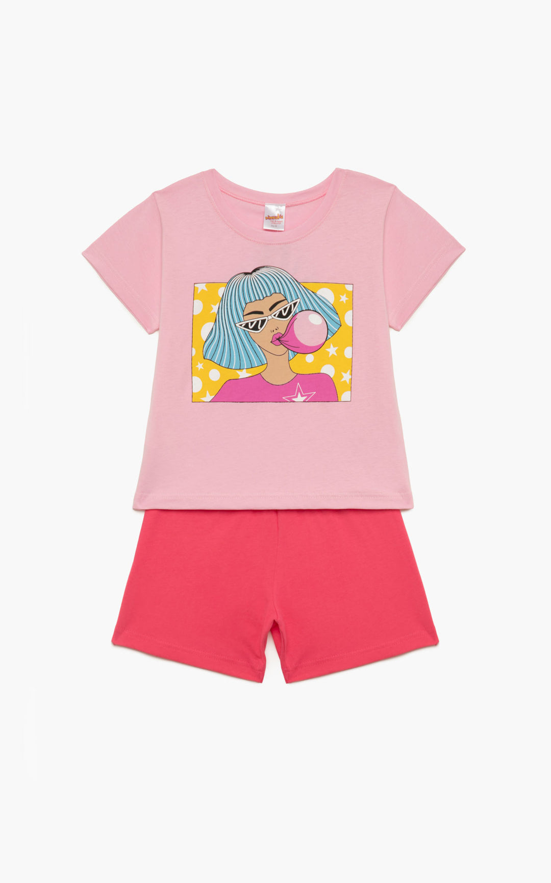 Παιδική Πιτζάμα Βαμβακερή Ροζ Για Κορίτσι Με Φιγούρα Κοπέλας Minerva