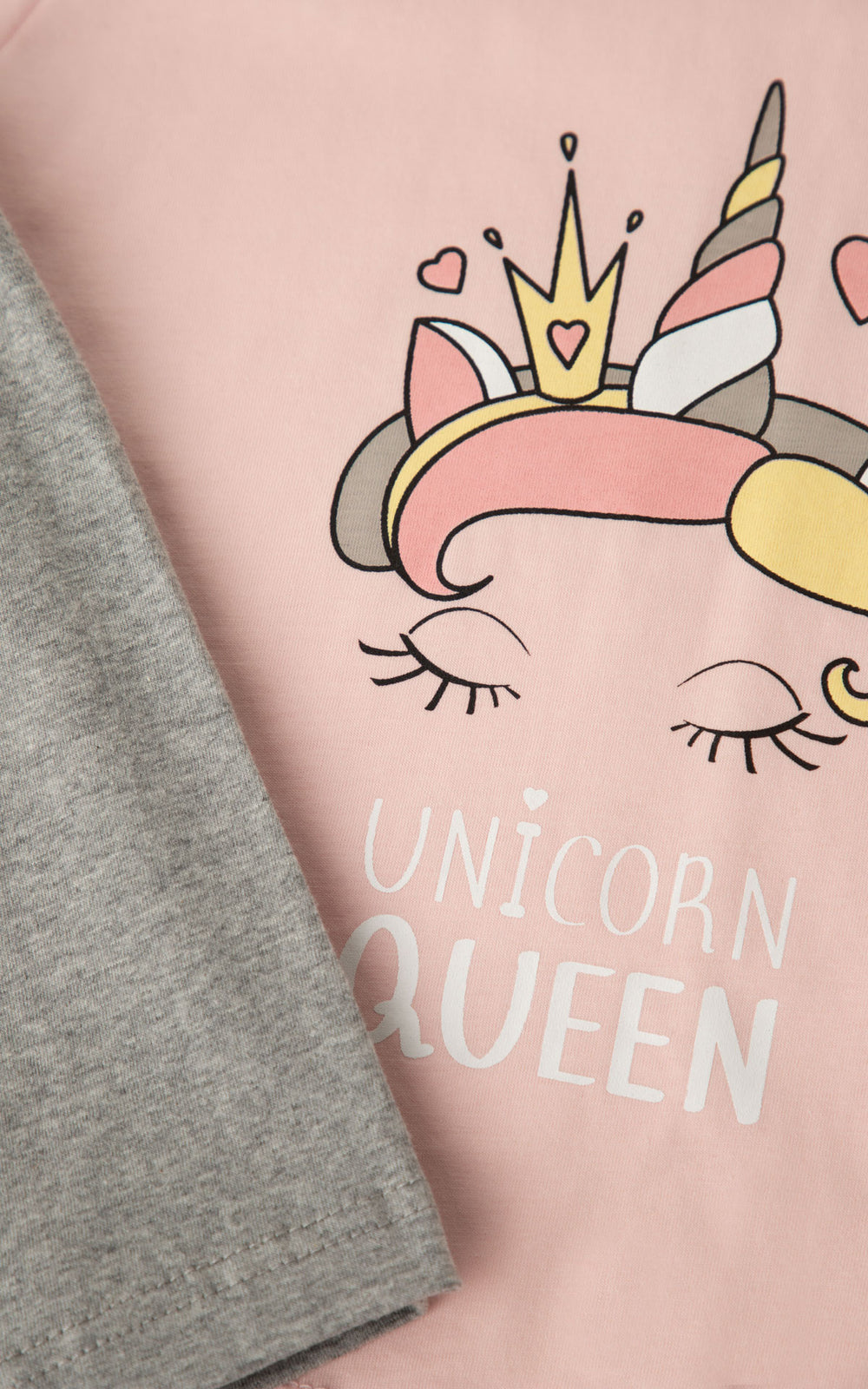 Παιδική Πιτζάμα Βαμβακερή Ροζ-Γκρι Για Κορίτσι Με Unicorn  Minerva