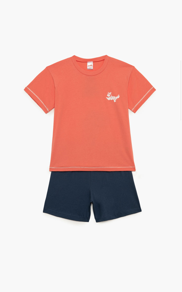 Παιδική Πιτζάμα Βαμβακερή Κοραλί Για Αγόρι Με Surf Minerva