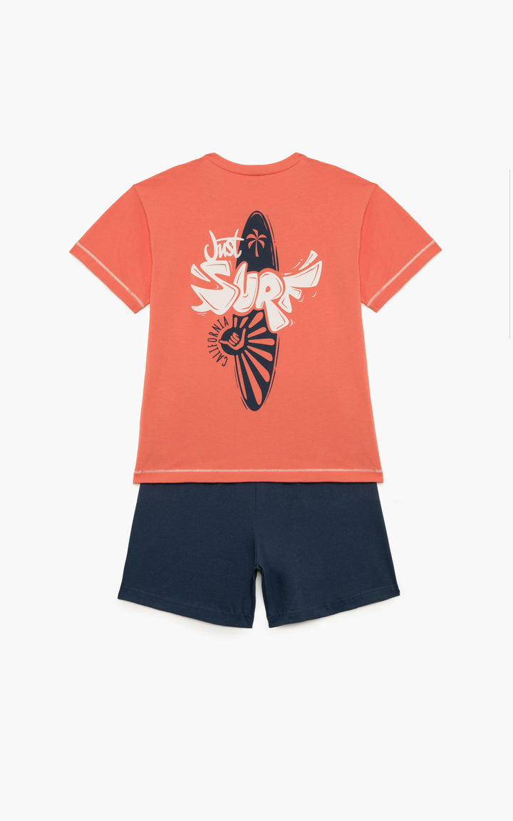 Παιδική Πιτζάμα Βαμβακερή Κοραλί Για Αγόρι Με Surf Minerva