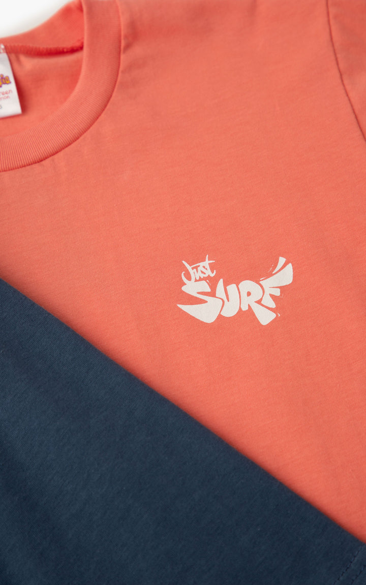 Παιδική Πιτζάμα Βαμβακερή Κοραλί Για Αγόρι Με Surf Minerva