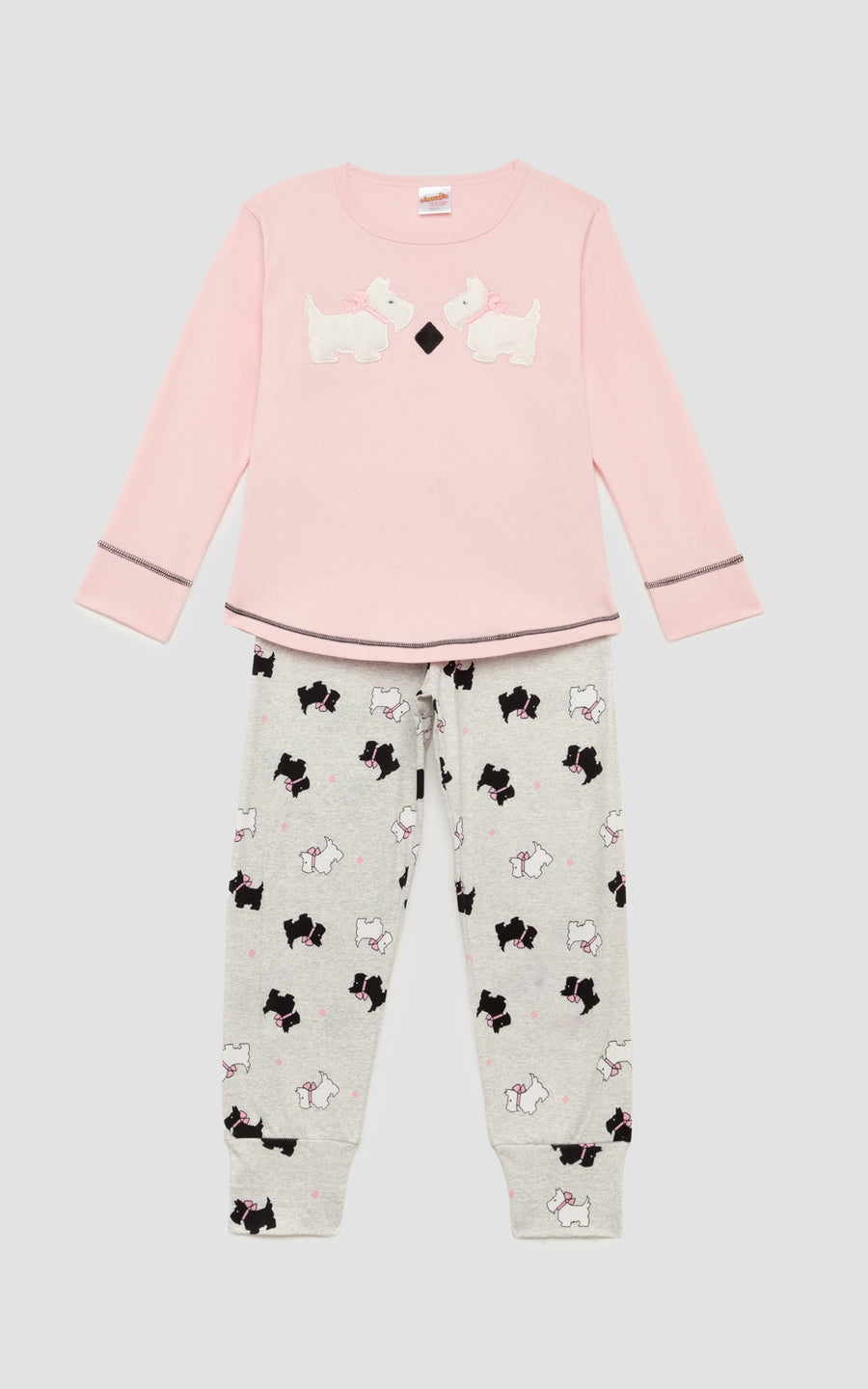 Παιδική Πιτζάμα για Κορίτσι Ροζ με Σκυλάκια Βαμβακερή Minerva Terrier
