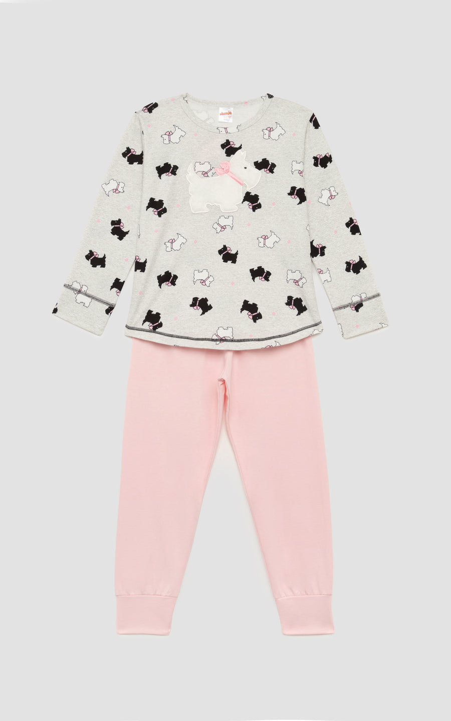 Παιδική Πιτζάμα για Κορίτσι Γκρι με Σκυλάκια Βαμβακερή Minerva Terrier