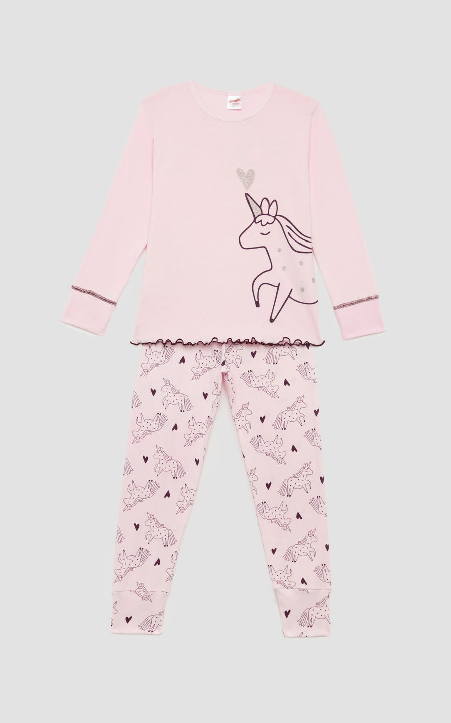Παιδική Πιτζάμα για Κορίτσι Ροζ με Unicorn Βαμβακερή Minerva