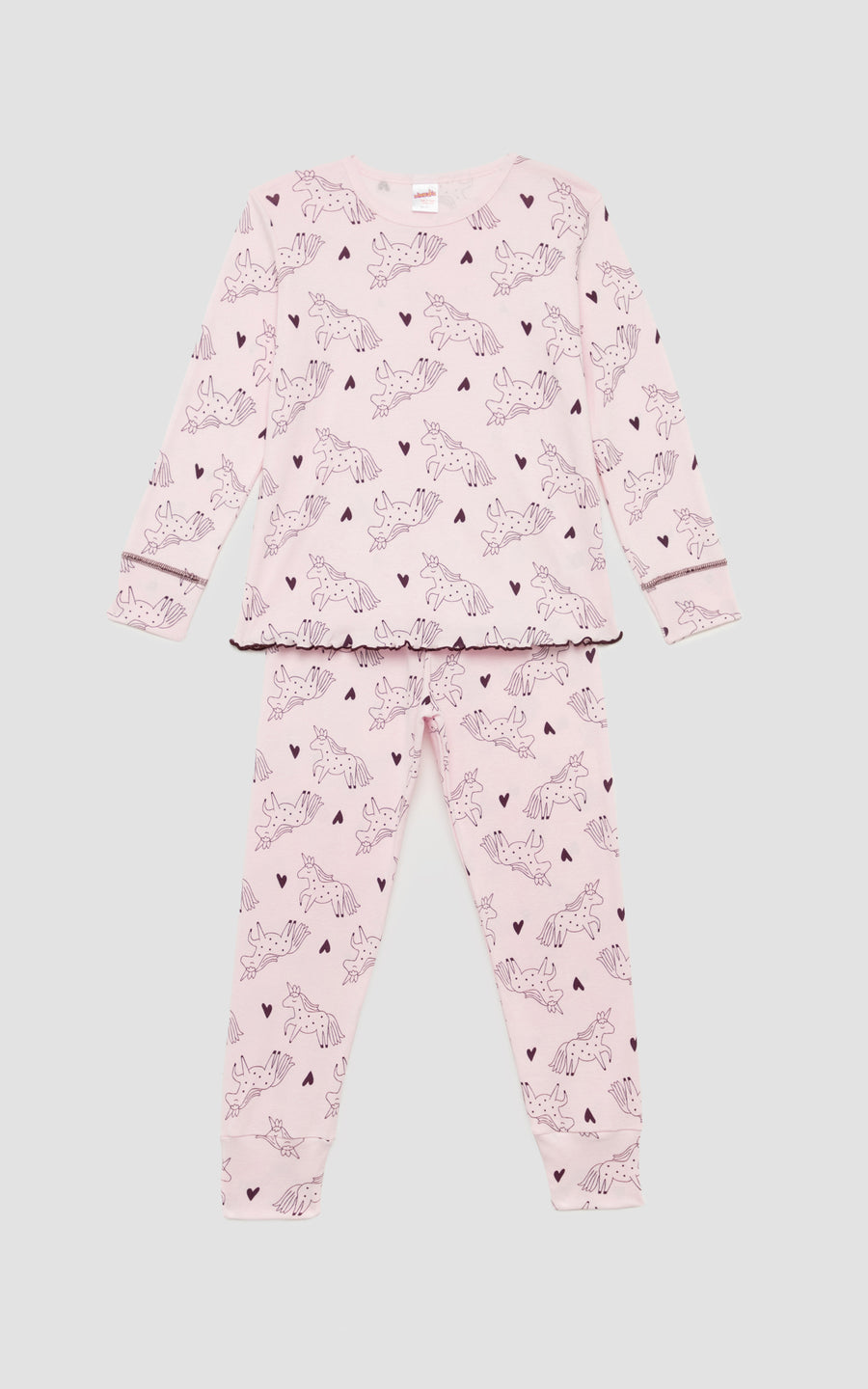 Παιδική Πιτζάμα για Κορίτσι Ροζ-Μωβ με Unicorn Βαμβακερή Minerva