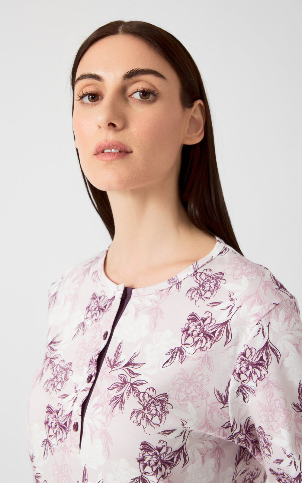 Γυναικείo Νυχτικό Ροζ Βαμβακερό Shadows Floral Minerva