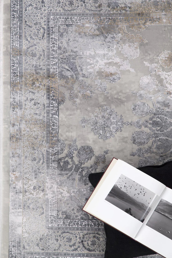 Μοντέρνο Χαλί Ανθρακί Bamboo Silk Royal Carpet 0.80X1.50 (8098A)