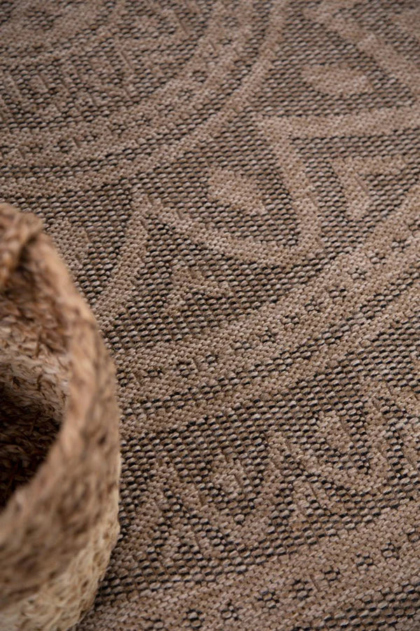 Ψάθινο Χαλί Στρογγυλό Μπεζ-Μαύρο Avanos Royal Carpet 2.40X2.40