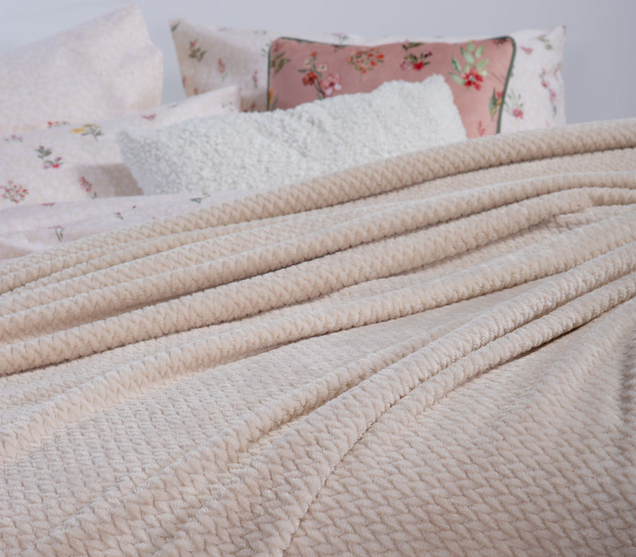 Κουβέρτα Fleece Εκρού Worth Υπέρδιπλη 220Χ240 Nef-Nef Homeware
