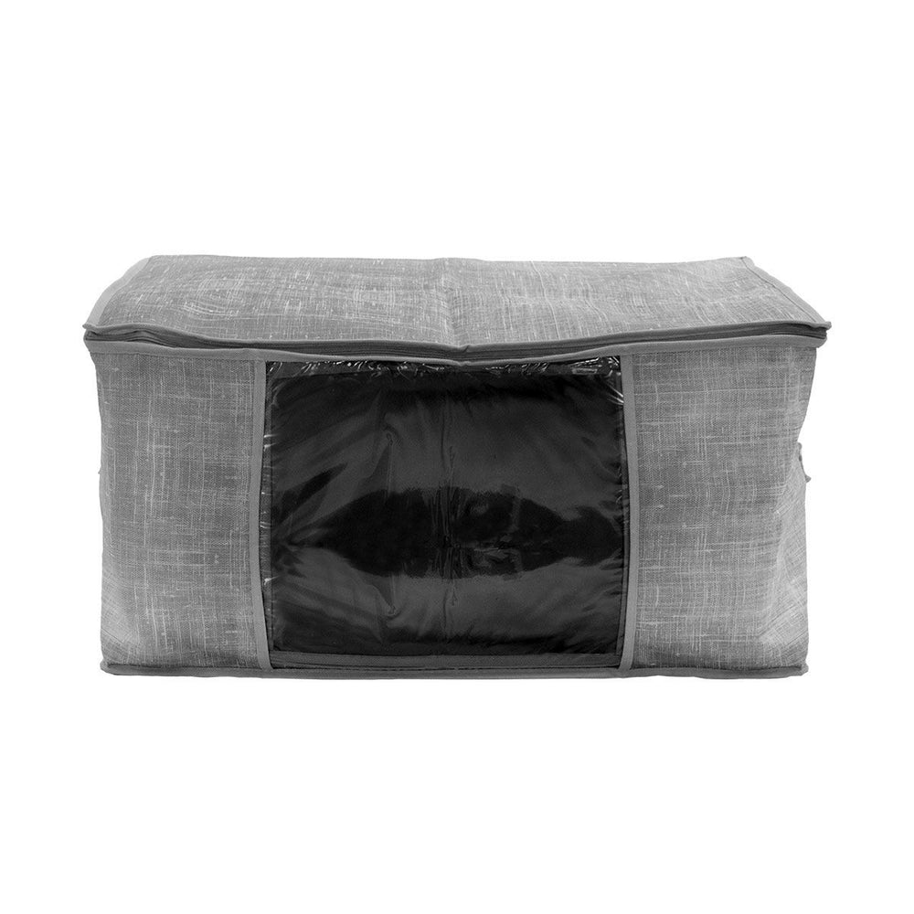 Θήκη Αποθήκευσης Grey Non Woven Υφασμάτινη Με Διπλό Φερμουάρ 60X45X30cm Estia