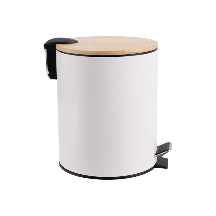 Καλάθι Μπάνιου Λευκό Μεταλλικό Με Bamboo Καπάκι 5lt Estia