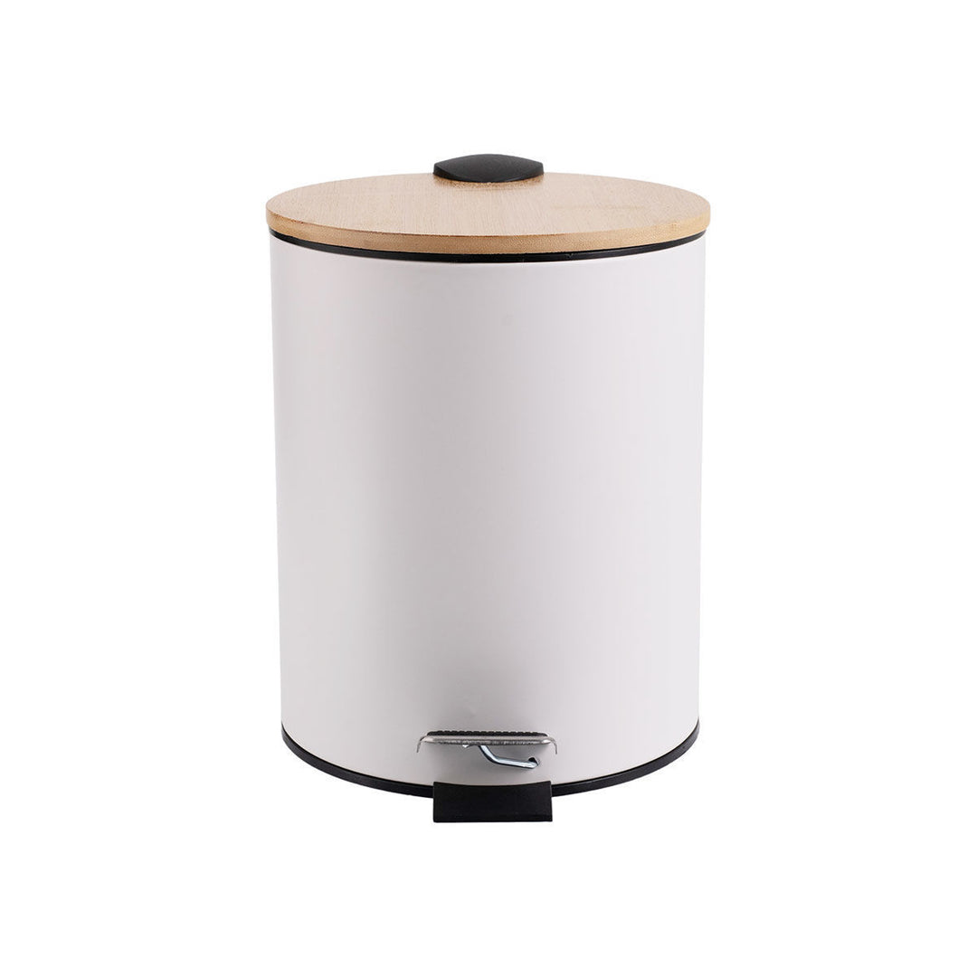 Καλάθι Μπάνιου Λευκό Μεταλλικό Με Bamboo Καπάκι 5lt Estia