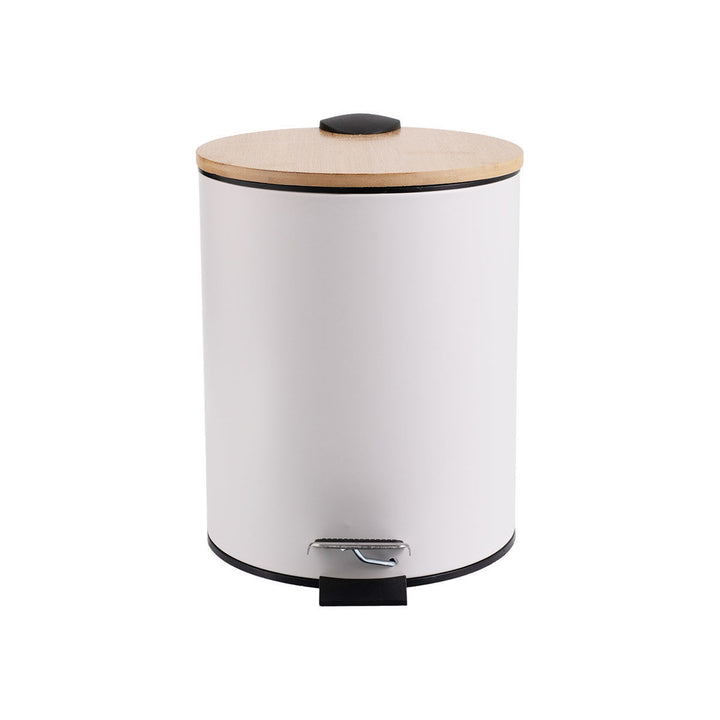 Καλάθι Μπάνιου Λευκό Μεταλλικό Με Bamboo Καπάκι 5lt Estia