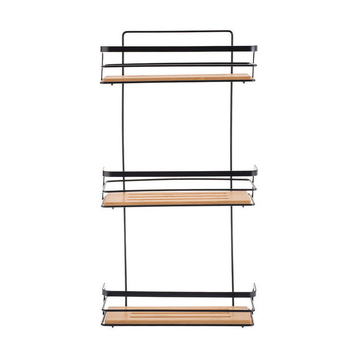 Ραφιέρα Μπάνιου Ίσια 3 Θέσεων Μεταλλική Μαύρη 25.5x10.5x49cm Bamboo Essentials Estia