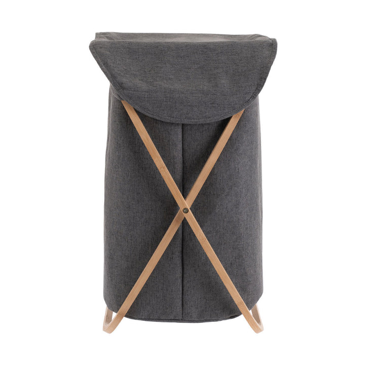 Καλάθι Απλύτων Πτυσσόμενο Γκρι Με Υφασμάτινη Θήκη 40x40x70cm Bamboo Essentials Estia