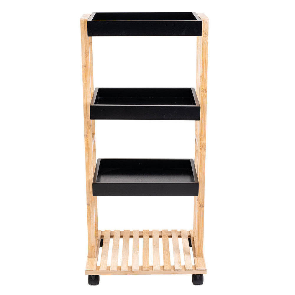 Τρόλεϊ Αποθήκευσης Μαύρο Bamboo Essentials 4 Επιπέδων 40X30X88cm Estia