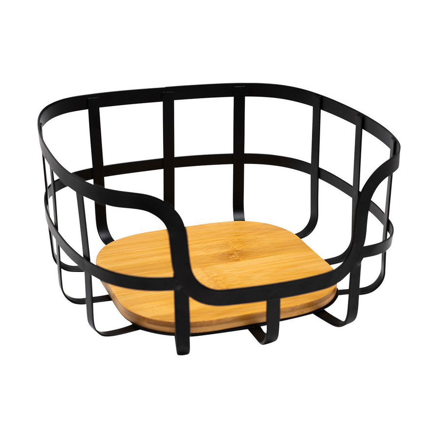 Φρουτιέρα Μεταλλική Μαύρη 24x24 Bamboo Essentials Estia