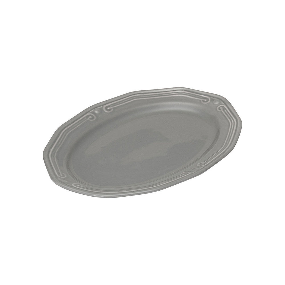 Πιατέλα Οβάλ Athenee Πορσελάνινη Ανάγλυφη 25cm Grey Estia