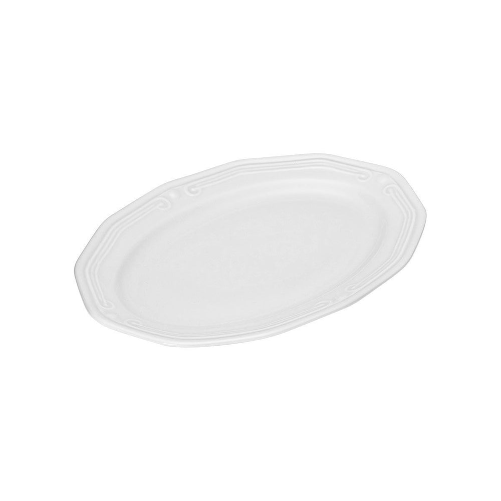 Πιατέλα Οβάλ Athenee Πορσελάνινη Ανάγλυφη 25cm White Estia